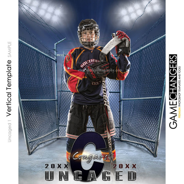 hockey individual uncaged Photoshop Template Sports Team Poster Banner Creative Digital Background Ideas Photographers